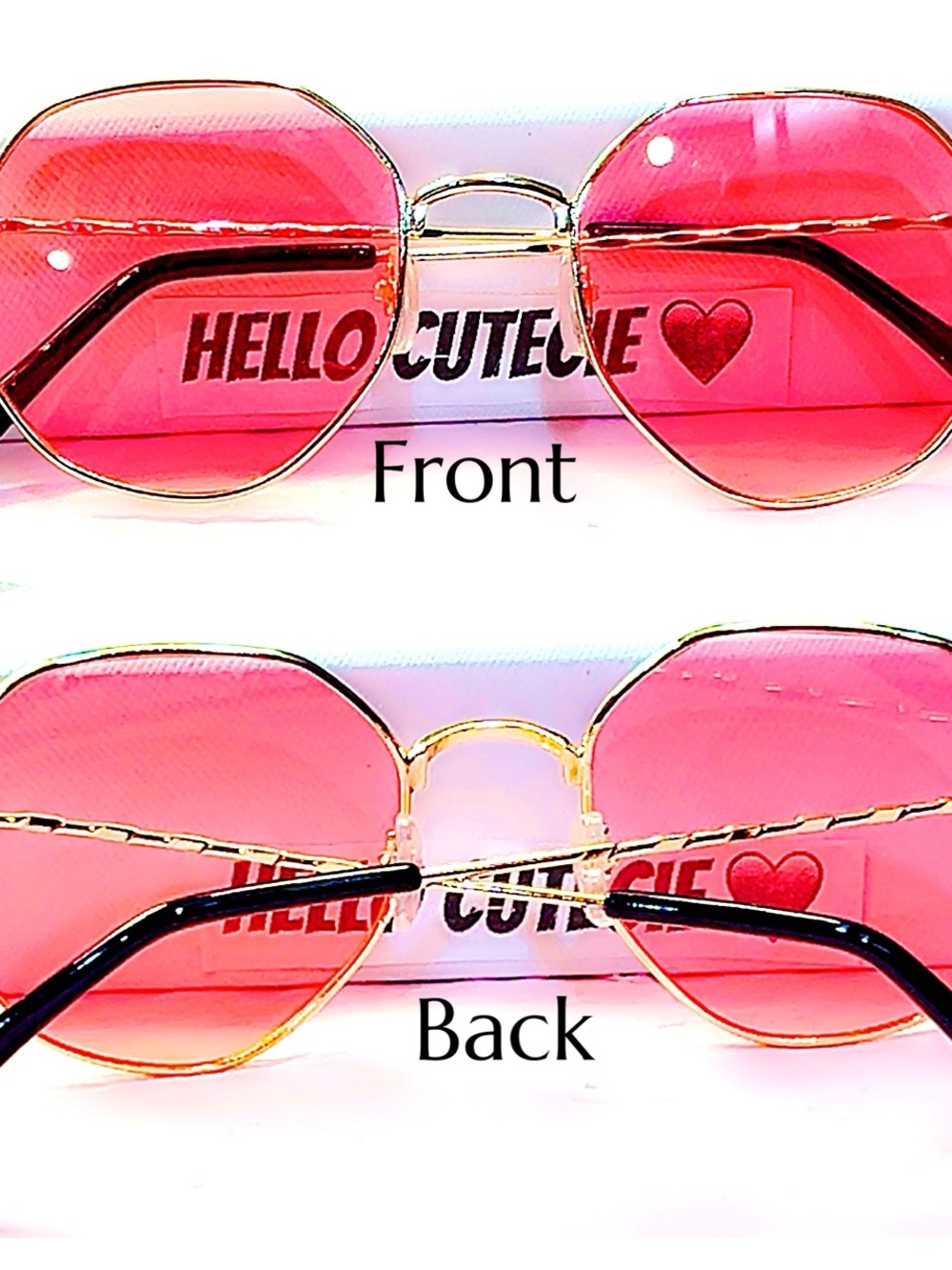 Pink Round Sunglasses - Gold Frame